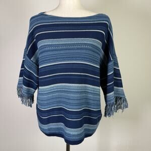 Lauren Ralph Lauren Knit Sweater Size Small Southwestern Stripe Tassel Sleeve